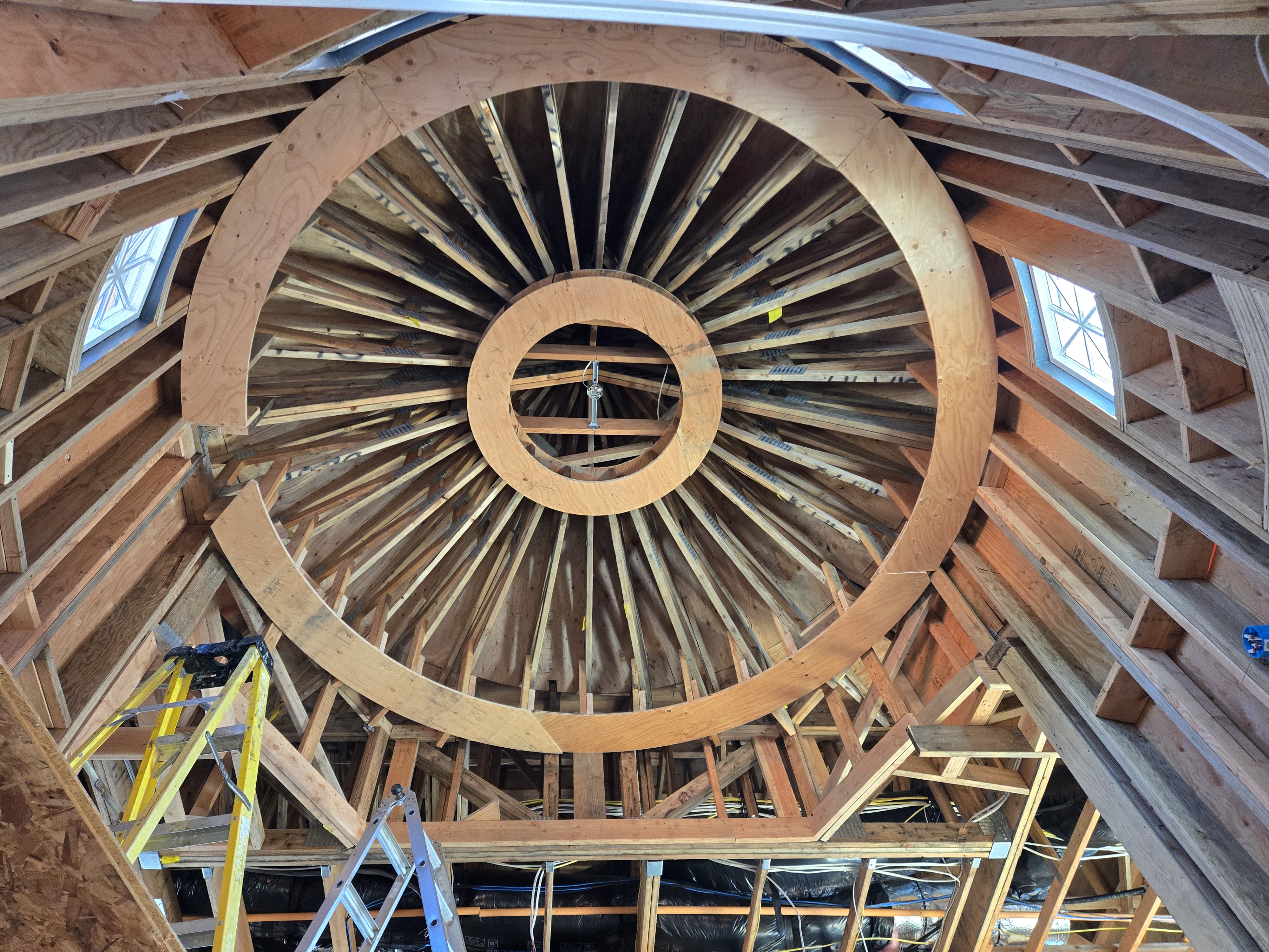 Complex circular ceiling framing